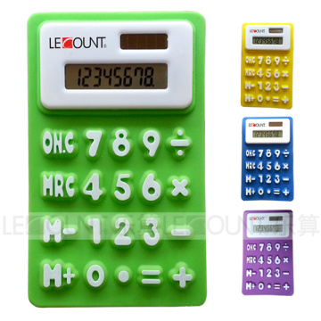 Calculatrice de cadeau en silicone mini taille 8 chiffres avec aimant (LC519)